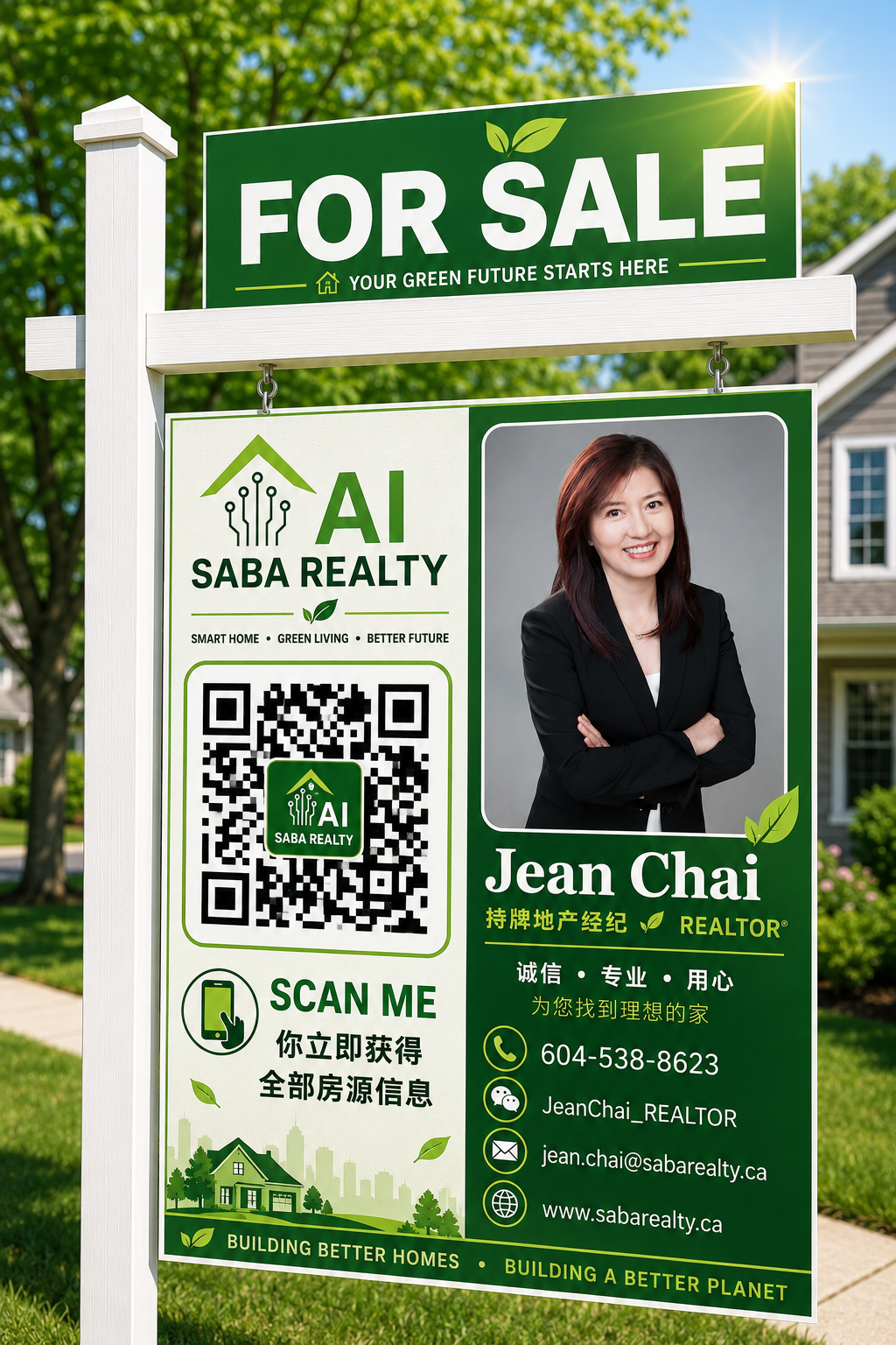 Jean Chai 挂牌 · 绿色环保配色